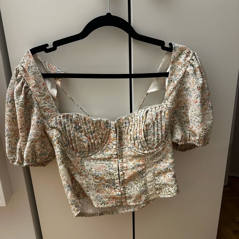 Astr Floral Puff Sleeve Blouse